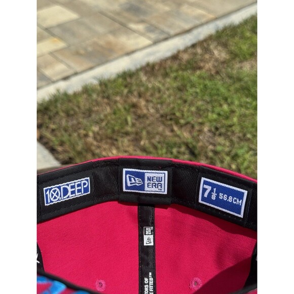 New Era 59Fifty 10.Deep Pink & Black Embroidered Fitted Hat Size 7 1/8 RARE New! - Picture 9 of 9